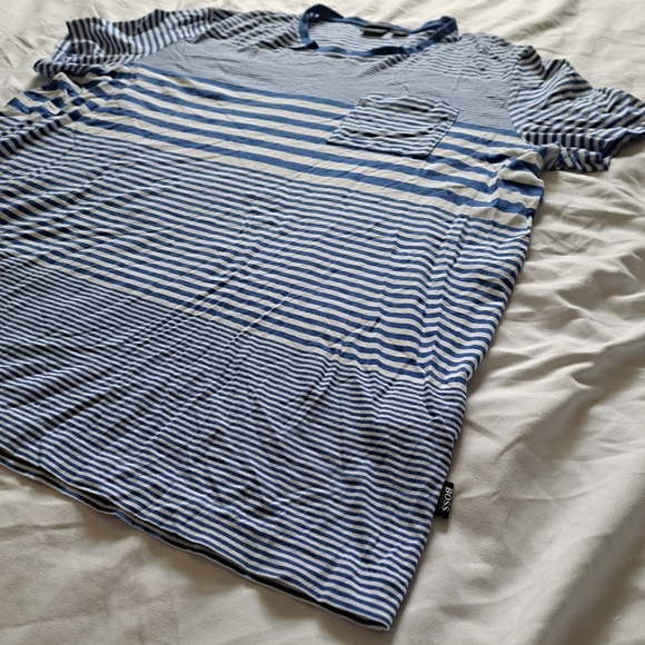 Hugo Boss | Blue & white striped regular fit ment short sleeve t shirt - Picture 3 of 11